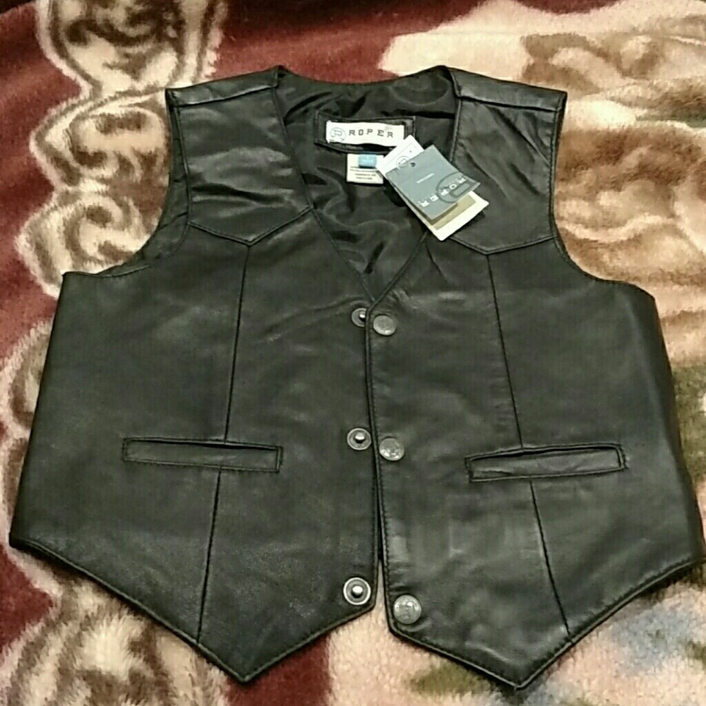 💯% Leather Boys Vest